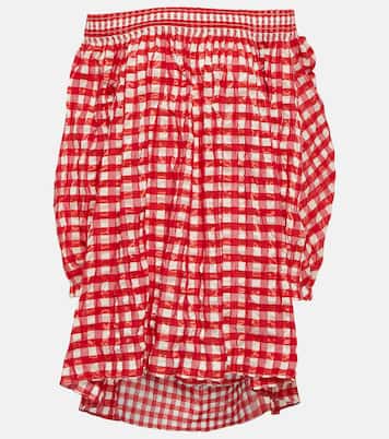 Gingham off-shoulder minidress | Alaïa