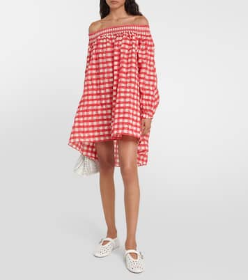 Gingham off-shoulder minidress | Alaïa