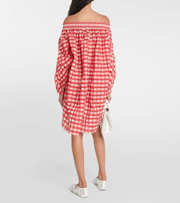 Gingham off-shoulder minidress | Alaïa
