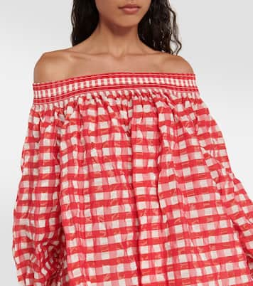 Gingham off-shoulder minidress | Alaïa