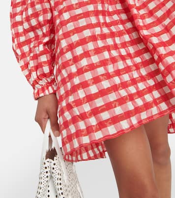 Gingham off-shoulder minidress | Alaïa