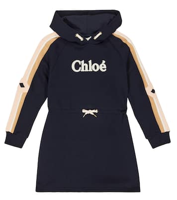 Robe à capuche en coton à logo | Chloé Kids