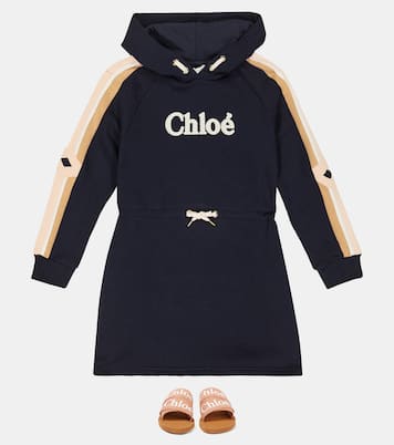 Robe à capuche en coton à logo | Chloé Kids