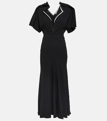 Asymmetric wool-blend crêpe maxi dress | Victoria Beckham
