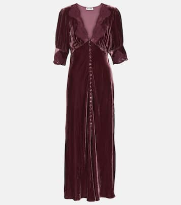 Lace-trimmed velvet midi dress | Rixo