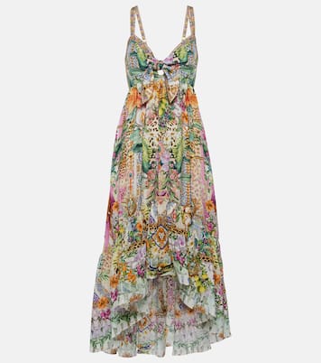 Vestido midi asimétrico de seda estampado | Camilla