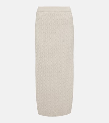 Knit cotton-blend midi skirt | Brunello Cucinelli
