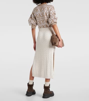 Knit cotton-blend midi skirt | Brunello Cucinelli