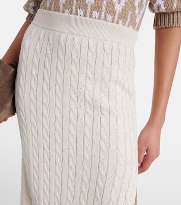 Knit cotton-blend midi skirt | Brunello Cucinelli