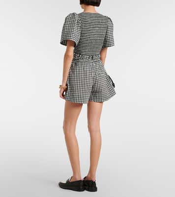 Shorts in seersucker a quadri | Ganni