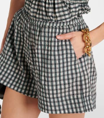 Shorts in seersucker a quadri | Ganni