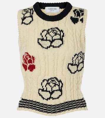Chaleco de lana y mohair floral | Thom Browne
