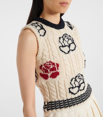 Chaleco de lana y mohair floral | Thom Browne