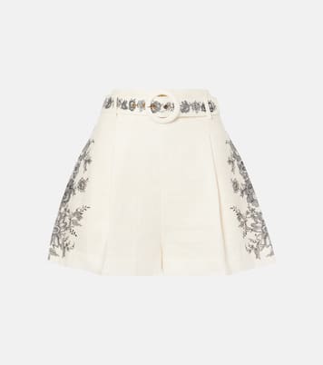 Shorts in lino con stampa floreale | Zimmermann