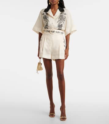 Shorts in lino con stampa floreale | Zimmermann
