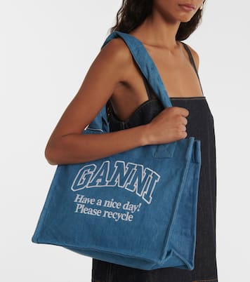 Cabas en jean à logo | Ganni