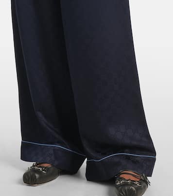 Pantaloni a gamba larga in raso GG | Gucci