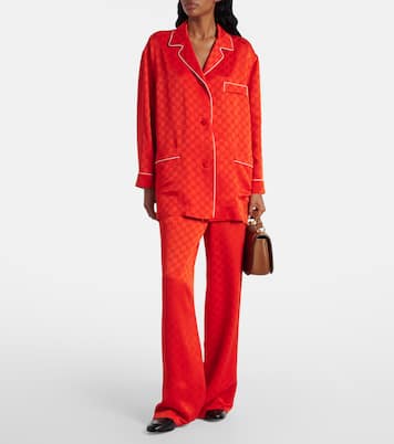 GG satin wide-leg pants | Gucci