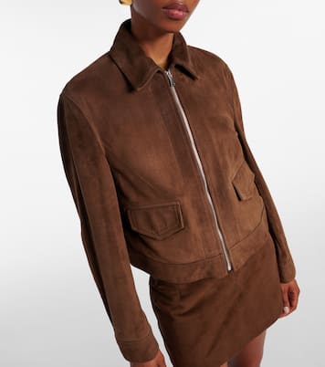 Veste bomber Brunette raccourcie en daim | Nour Hammour