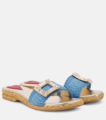 Espa embellished raffia slides | Roger Vivier