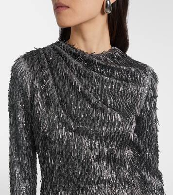 亮片垂褶加长连衣裙 | Erdem