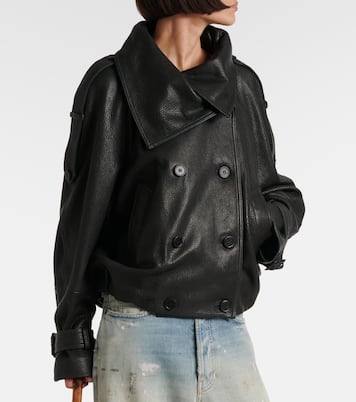 Double-breasted leather jacket | Acne Studios