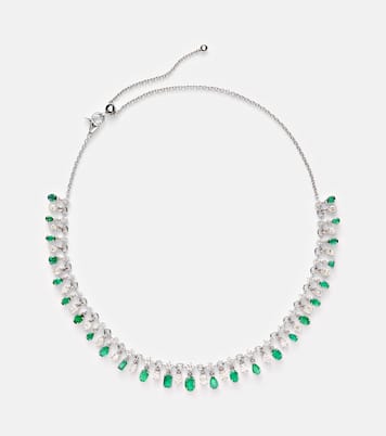 Halskette aus 18kt Weißgold mit Diamanten und Smaragden | Kamyen
