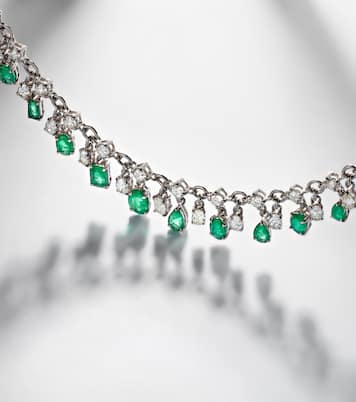 Halskette aus 18kt Weißgold mit Diamanten und Smaragden | Kamyen