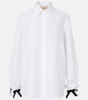 Bow-detail cotton-blend poplin shirt | Valentino