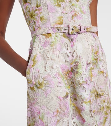 Belted lace midi dress | Monique Lhuillier