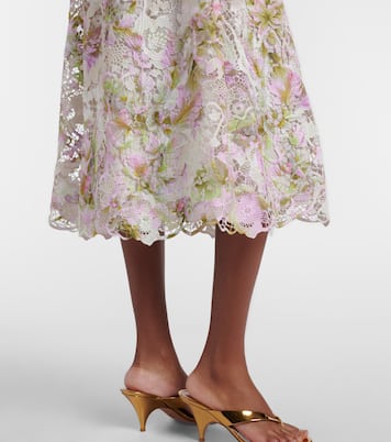 Belted lace midi dress | Monique Lhuillier