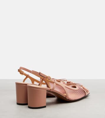 VLogo leather and mesh slingback pumps | Valentino Garavani
