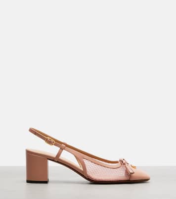 VLogo leather and mesh slingback pumps | Valentino Garavani