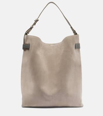 Essence Monili Large suede tote bag | Brunello Cucinelli