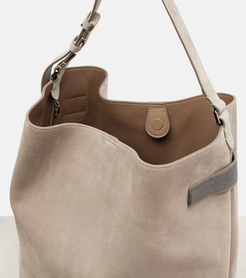 Essence Monili Large suede tote bag | Brunello Cucinelli