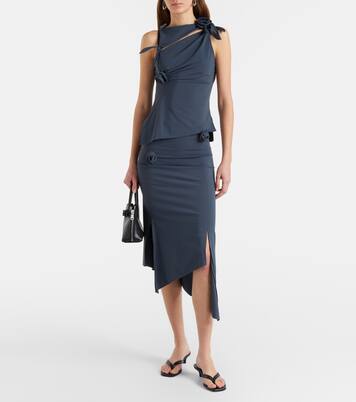 Floral-appliqué gathered jersey top | Coperni