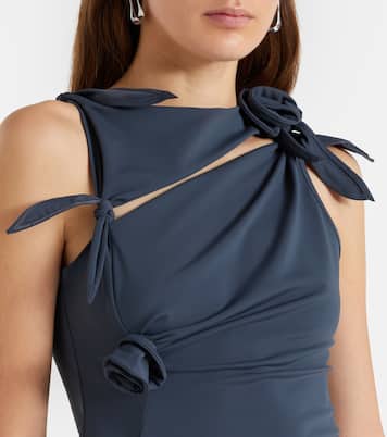 Floral-appliqué gathered jersey top | Coperni