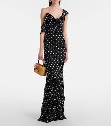 Polka-dot ruffled georgette gown | Self-Portrait