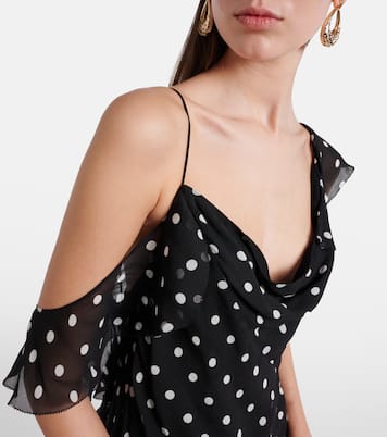 Polka-dot ruffled georgette gown | Self-Portrait
