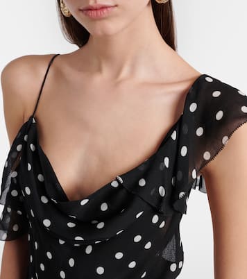 Polka-dot ruffled georgette gown | Self-Portrait