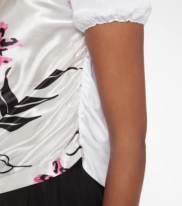 T-shirt a stampa floreale in raso e cotone | Marni