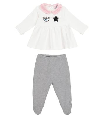 x Chiara Ferragni Baby Eyestar cotton blouse and pants set | Monnalisa