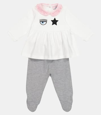 x Chiara Ferragni Baby Eyestar cotton blouse and pants set | Monnalisa