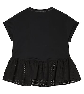T-Shirt aus Mesh und Baumwolle | Brunello Cucinelli Kids