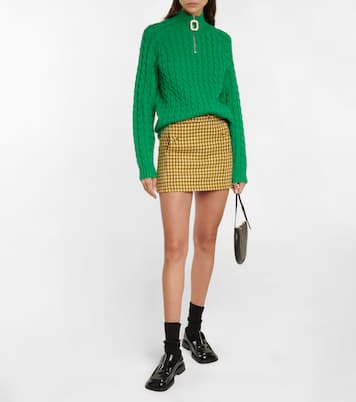 Houndstooth checked wool miniskirt | Plan C