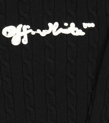 Logo cable-knit wool sweater | Off-White Kids