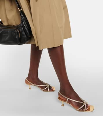 Sandali in pelle con cristalli | Miu Miu