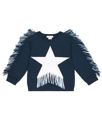 Sudadera de jersey de algodón con flecos | Stella McCartney Kids