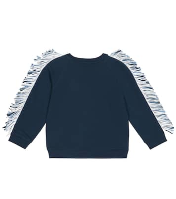 Sudadera de jersey de algodón con flecos | Stella McCartney Kids