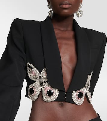 Verzierter Cropped-Blazer aus Wolle | Area
